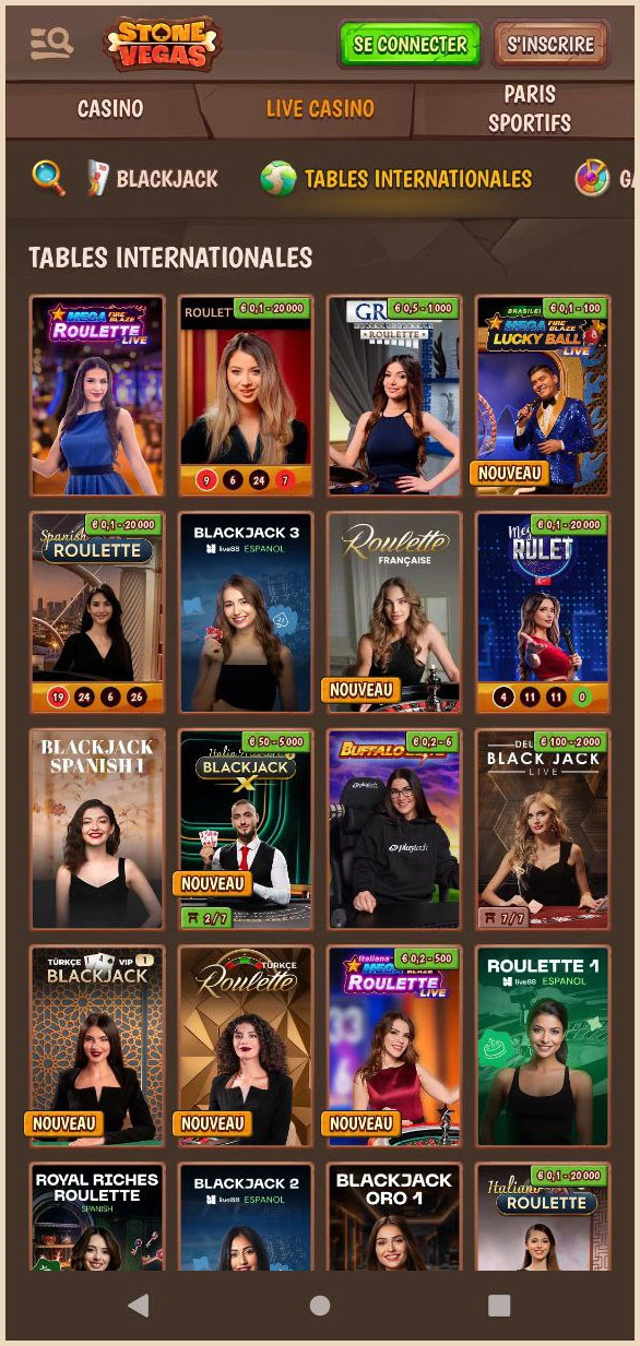 Découvrez les jeux de table classiques en direct chez StoneVegas