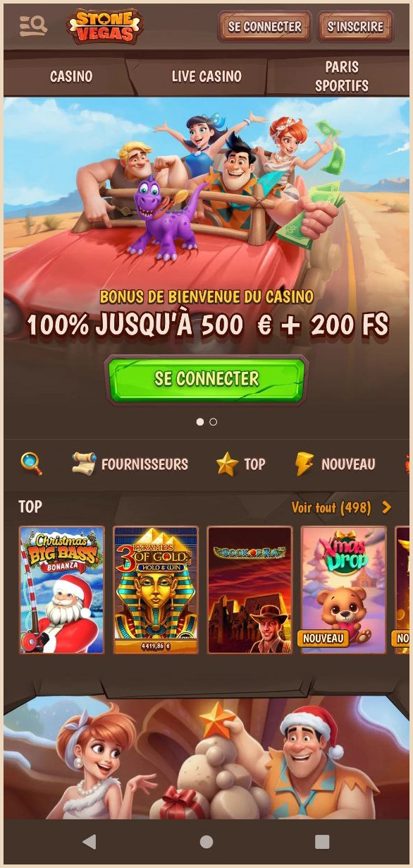 Zrzut ekranu zoptymalizowanej wersji mobilnej kasyna Stonevegas